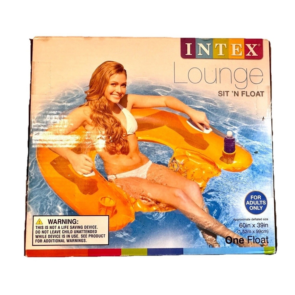 Intex Sit N Float Inflatable Lounge Orange Adult Pool Float Water Chair New